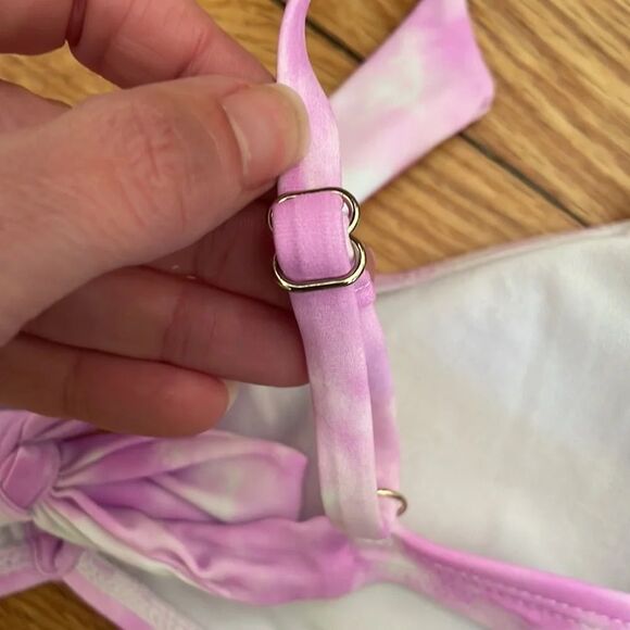 California Waves Bikini Set V-Wire Bralette High Waisted Pink Junior’s XL NWT - Picture 7 of 9